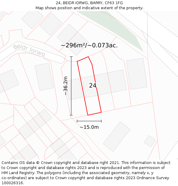 24, BEIDR IORWG, BARRY, CF63 1FG: Plot and title map