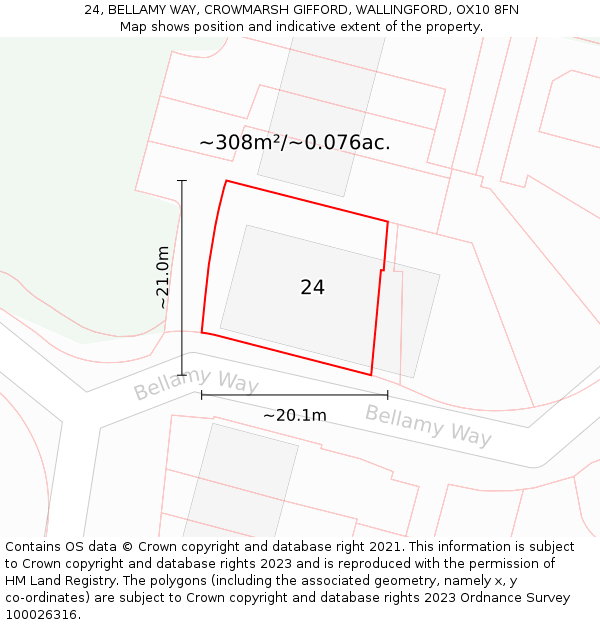 24, BELLAMY WAY, CROWMARSH GIFFORD, WALLINGFORD, OX10 8FN: Plot and title map