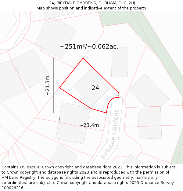 24, BIRKDALE GARDENS, DURHAM, DH1 2UJ: Plot and title map
