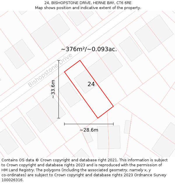 24, BISHOPSTONE DRIVE, HERNE BAY, CT6 6RE: Plot and title map