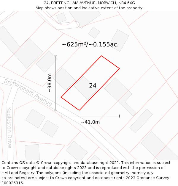 24, BRETTINGHAM AVENUE, NORWICH, NR4 6XG: Plot and title map