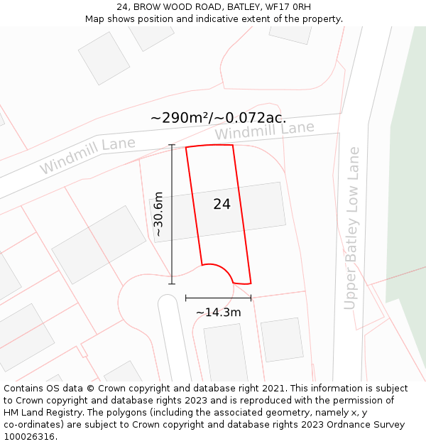 24, BROW WOOD ROAD, BATLEY, WF17 0RH: Plot and title map