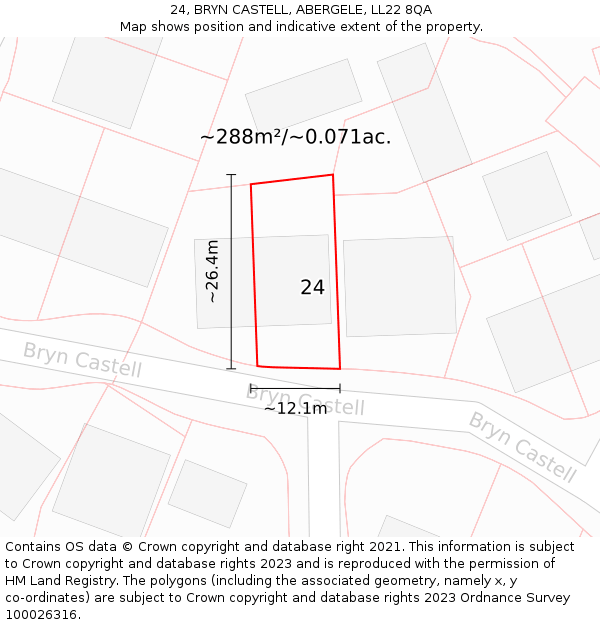 24, BRYN CASTELL, ABERGELE, LL22 8QA: Plot and title map