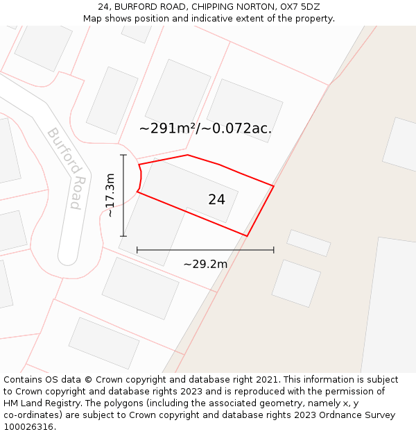 24, BURFORD ROAD, CHIPPING NORTON, OX7 5DZ: Plot and title map