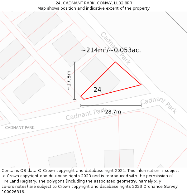 24, CADNANT PARK, CONWY, LL32 8PR: Plot and title map