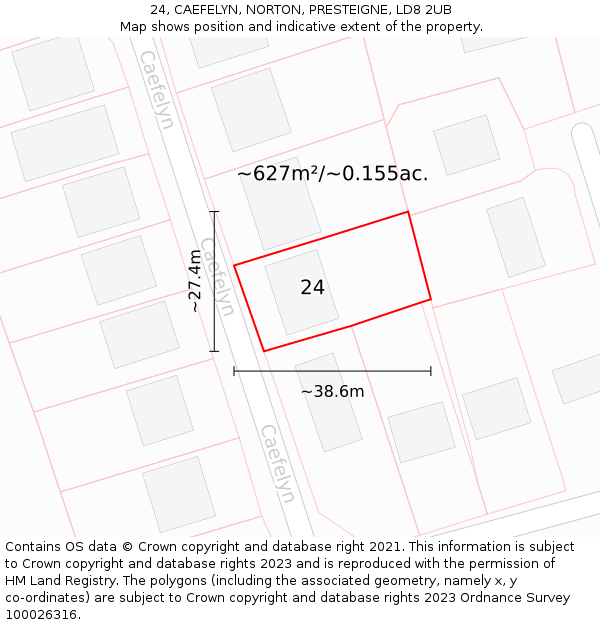 24, CAEFELYN, NORTON, PRESTEIGNE, LD8 2UB: Plot and title map