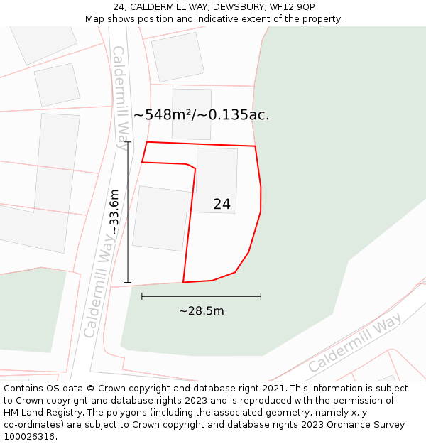 24, CALDERMILL WAY, DEWSBURY, WF12 9QP: Plot and title map