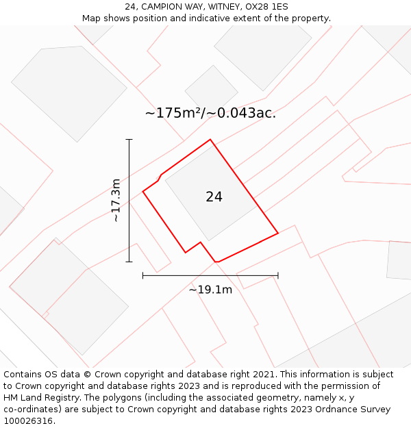 24, CAMPION WAY, WITNEY, OX28 1ES: Plot and title map