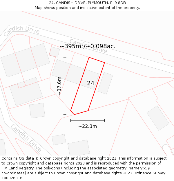 24, CANDISH DRIVE, PLYMOUTH, PL9 8DB: Plot and title map