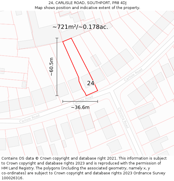 24, CARLISLE ROAD, SOUTHPORT, PR8 4DJ: Plot and title map