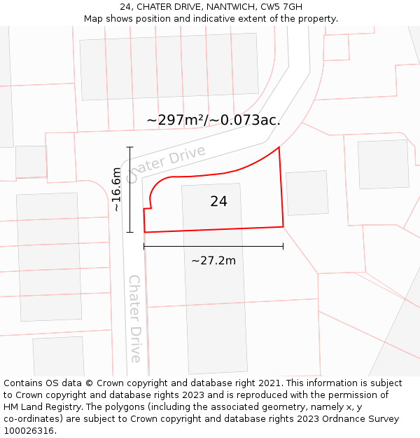 24, CHATER DRIVE, NANTWICH, CW5 7GH: Plot and title map