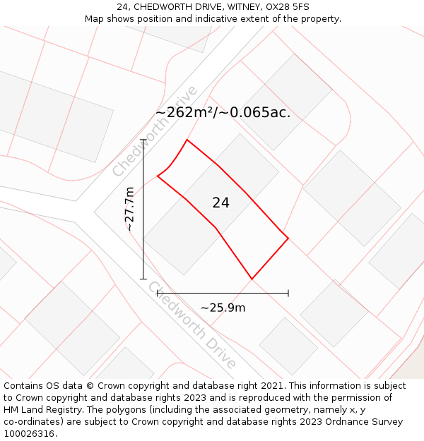 24, CHEDWORTH DRIVE, WITNEY, OX28 5FS: Plot and title map