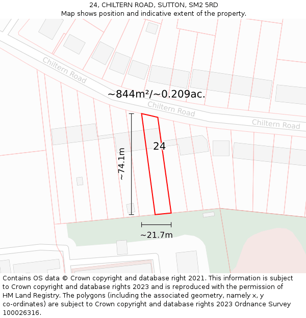 24, CHILTERN ROAD, SUTTON, SM2 5RD: Plot and title map