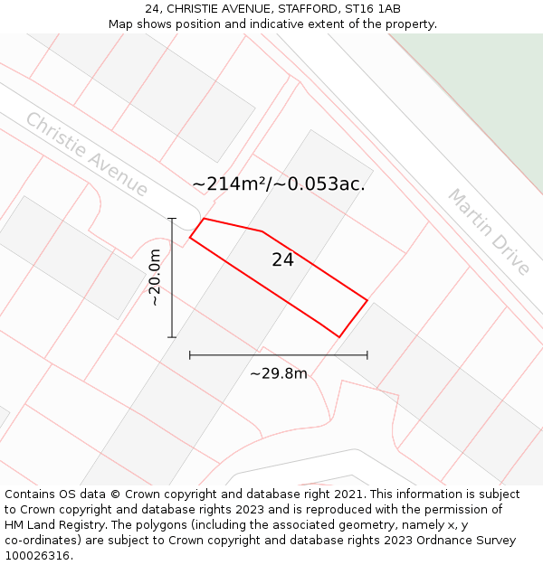 24, CHRISTIE AVENUE, STAFFORD, ST16 1AB: Plot and title map
