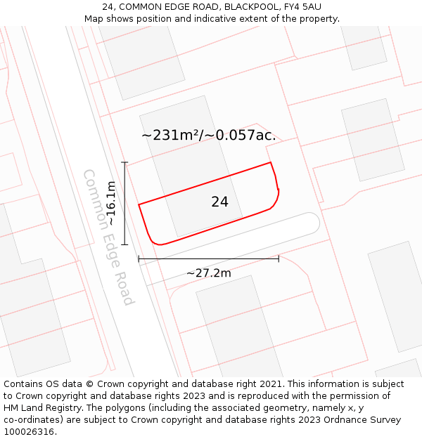 24, COMMON EDGE ROAD, BLACKPOOL, FY4 5AU: Plot and title map