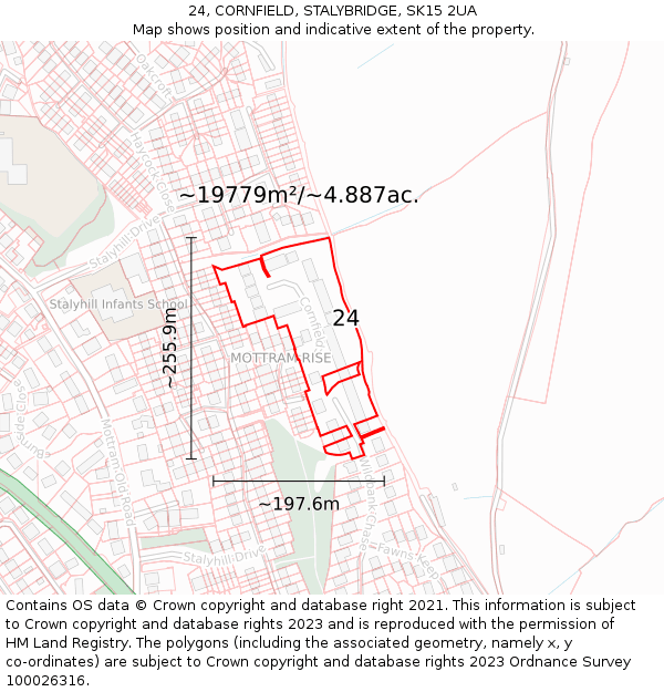 24, CORNFIELD, STALYBRIDGE, SK15 2UA: Plot and title map