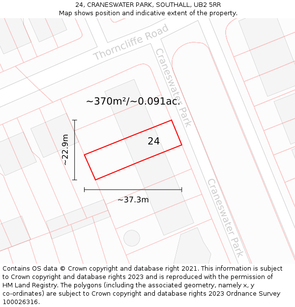 24, CRANESWATER PARK, SOUTHALL, UB2 5RR: Plot and title map