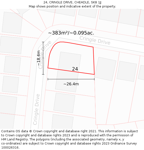 24, CRINGLE DRIVE, CHEADLE, SK8 1JJ: Plot and title map