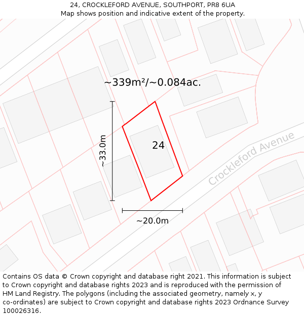 24, CROCKLEFORD AVENUE, SOUTHPORT, PR8 6UA: Plot and title map