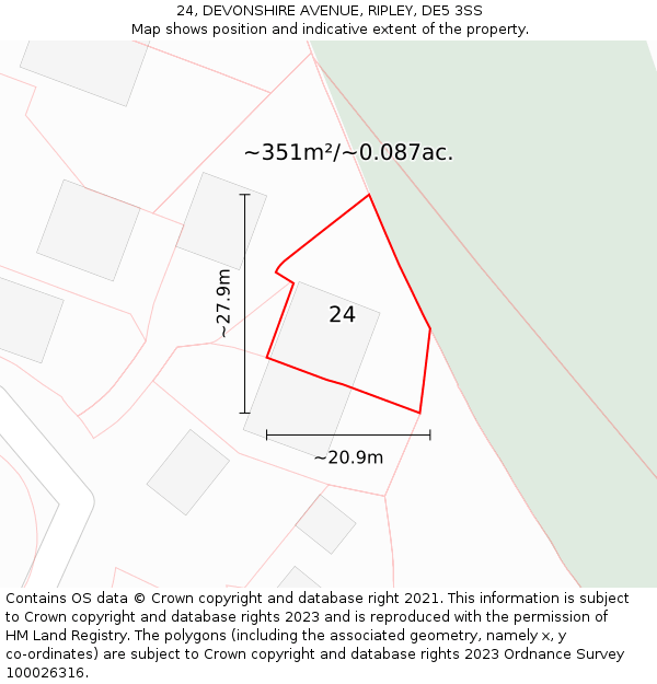 24, DEVONSHIRE AVENUE, RIPLEY, DE5 3SS: Plot and title map