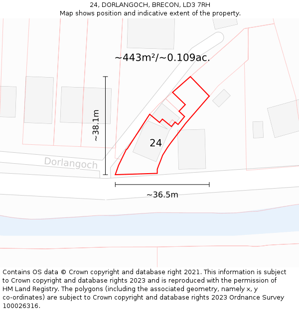 24, DORLANGOCH, BRECON, LD3 7RH: Plot and title map