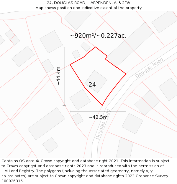 24, DOUGLAS ROAD, HARPENDEN, AL5 2EW: Plot and title map