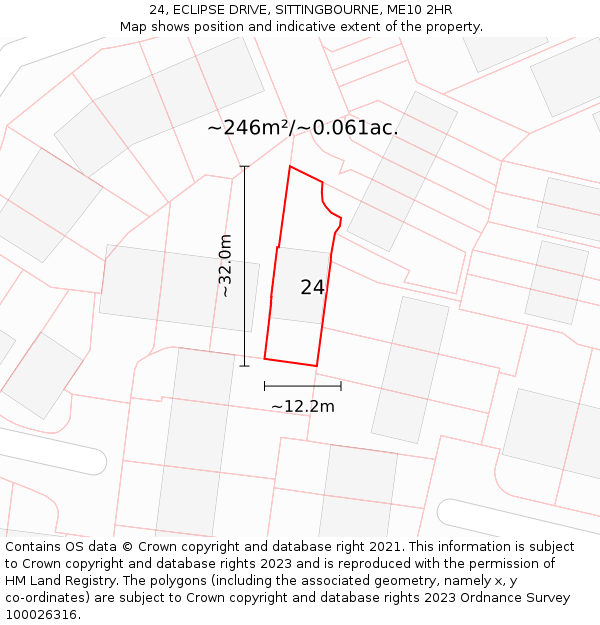 24, ECLIPSE DRIVE, SITTINGBOURNE, ME10 2HR: Plot and title map