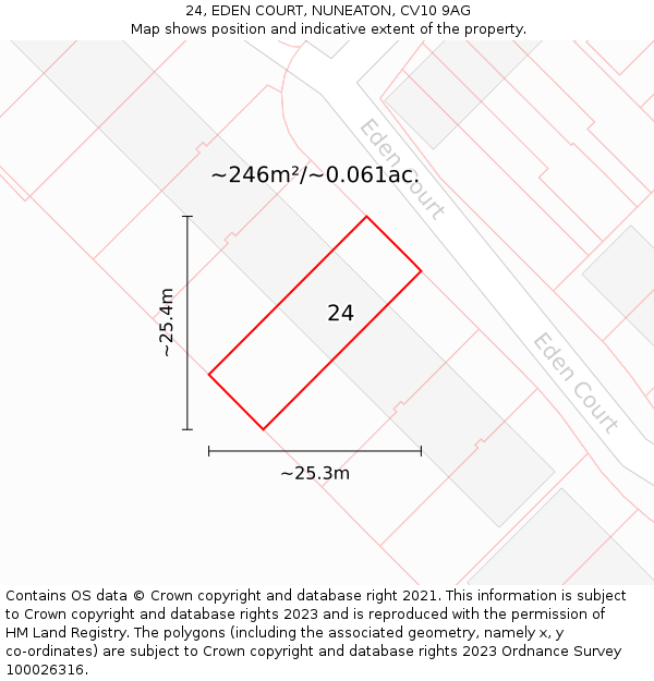 24, EDEN COURT, NUNEATON, CV10 9AG: Plot and title map