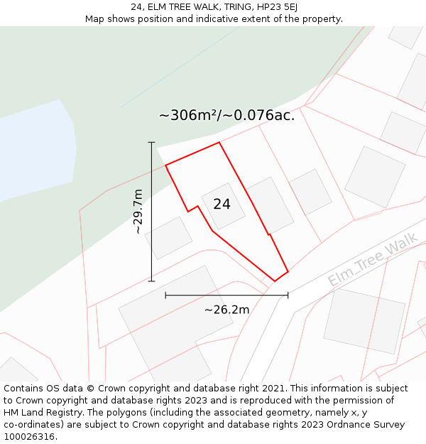 24, ELM TREE WALK, TRING, HP23 5EJ: Plot and title map