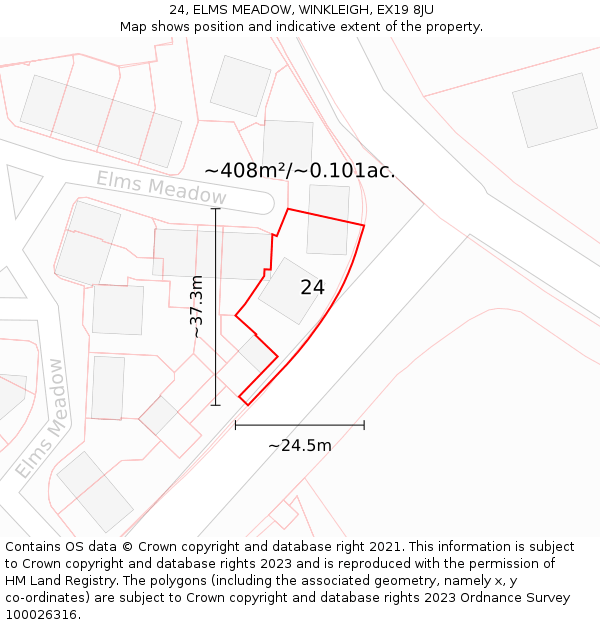 24, ELMS MEADOW, WINKLEIGH, EX19 8JU: Plot and title map
