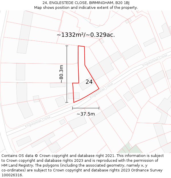 24, ENGLESTEDE CLOSE, BIRMINGHAM, B20 1BJ: Plot and title map