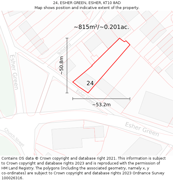 24, ESHER GREEN, ESHER, KT10 8AD: Plot and title map