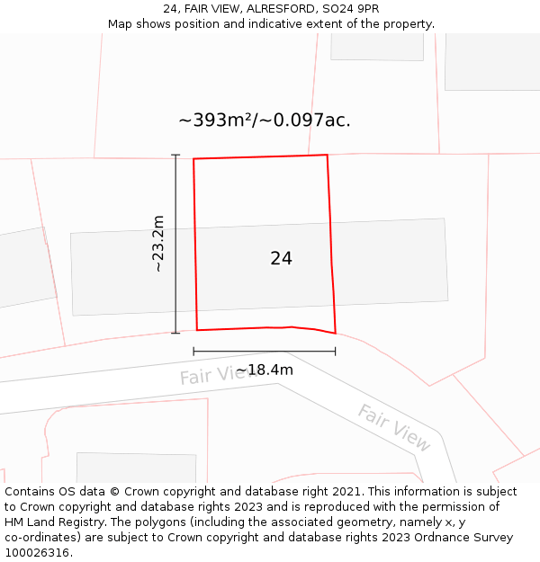 24, FAIR VIEW, ALRESFORD, SO24 9PR: Plot and title map