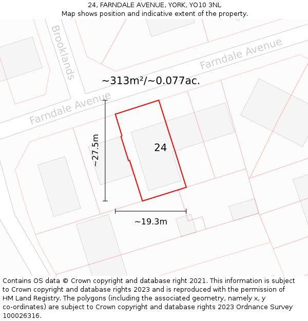 24, FARNDALE AVENUE, YORK, YO10 3NL: Plot and title map