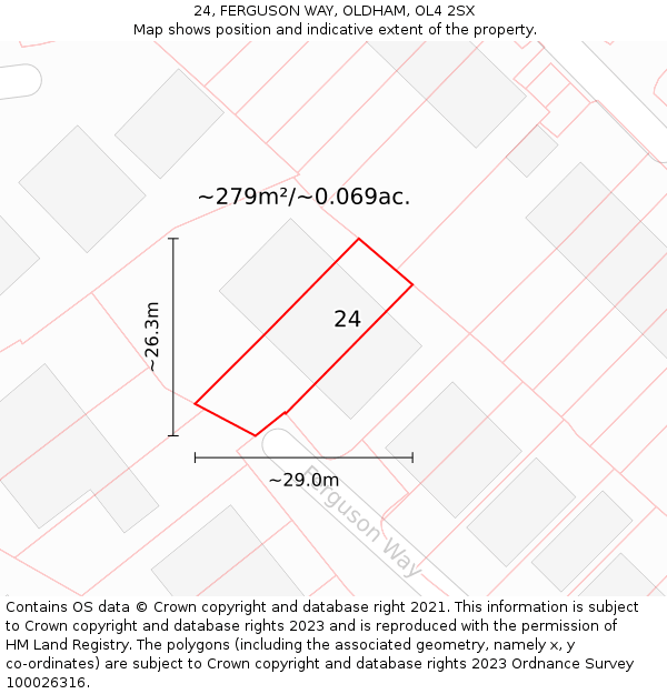 24, FERGUSON WAY, OLDHAM, OL4 2SX: Plot and title map