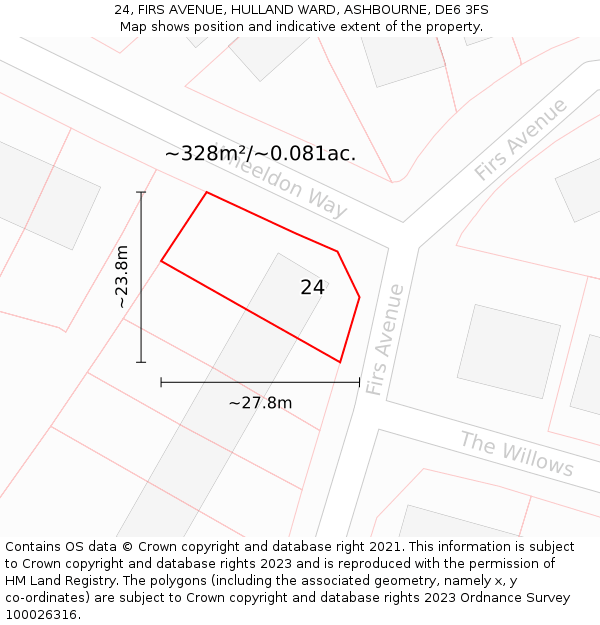 24, FIRS AVENUE, HULLAND WARD, ASHBOURNE, DE6 3FS: Plot and title map