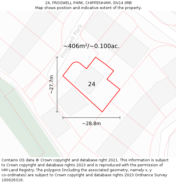 24, FROGWELL PARK, CHIPPENHAM, SN14 0RB: Plot and title map