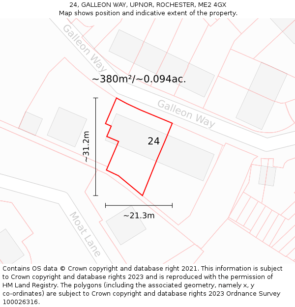24, GALLEON WAY, UPNOR, ROCHESTER, ME2 4GX: Plot and title map