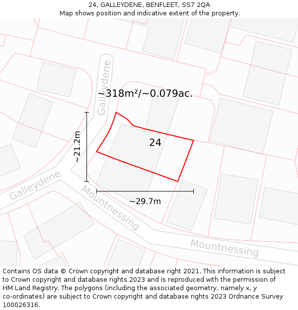 24, GALLEYDENE, BENFLEET, SS7 2QA: Plot and title map