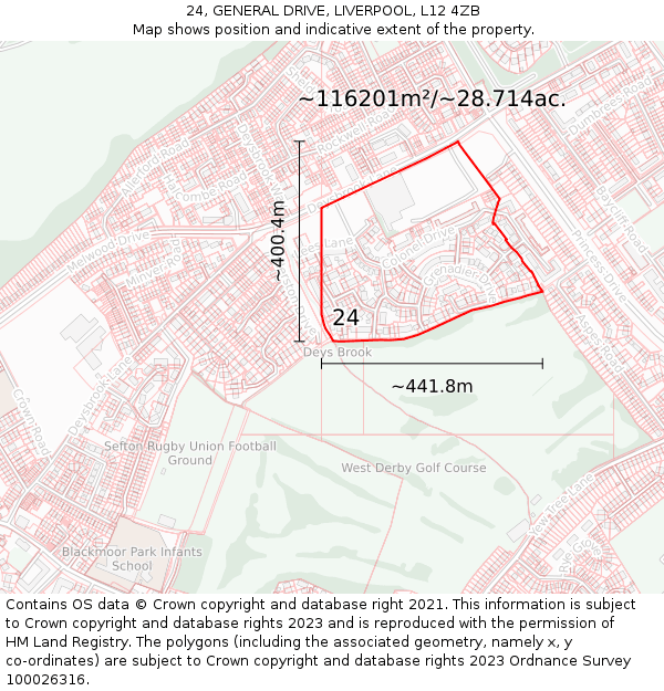 24, GENERAL DRIVE, LIVERPOOL, L12 4ZB: Plot and title map