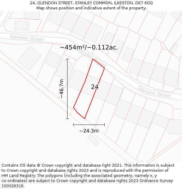 24, GLENDON STREET, STANLEY COMMON, ILKESTON, DE7 6GQ: Plot and title map