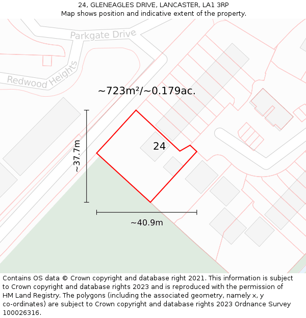 24, GLENEAGLES DRIVE, LANCASTER, LA1 3RP: Plot and title map