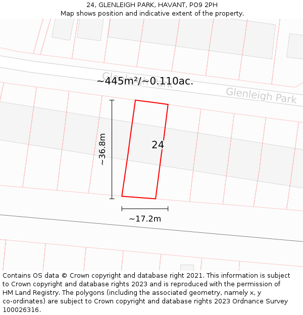 24, GLENLEIGH PARK, HAVANT, PO9 2PH: Plot and title map
