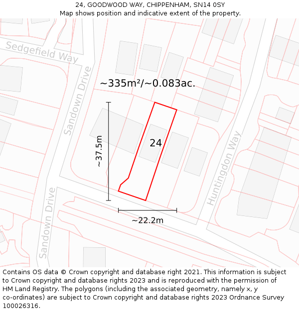 24, GOODWOOD WAY, CHIPPENHAM, SN14 0SY: Plot and title map