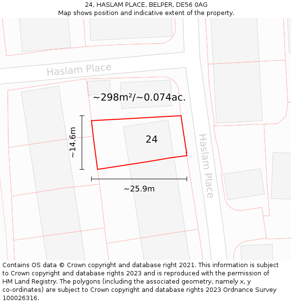 24, HASLAM PLACE, BELPER, DE56 0AG: Plot and title map