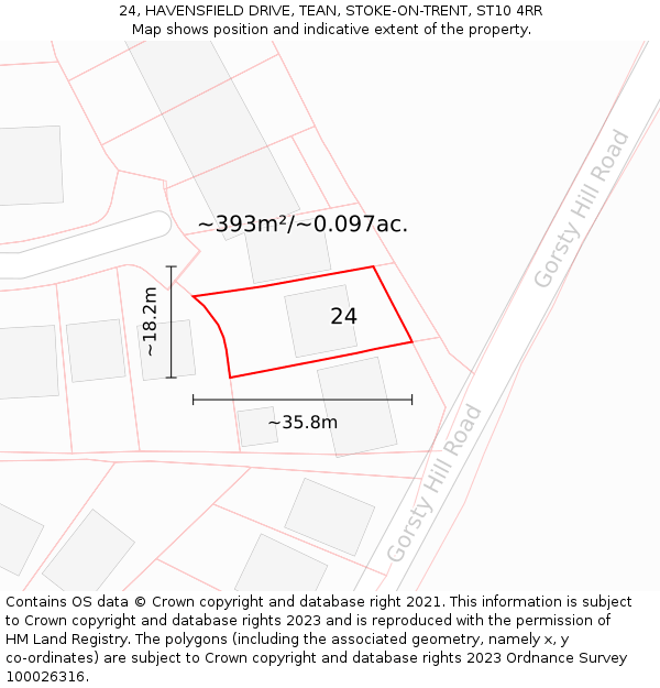 24, HAVENSFIELD DRIVE, TEAN, STOKE-ON-TRENT, ST10 4RR: Plot and title map