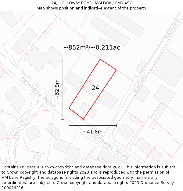 24, HOLLOWAY ROAD, MALDON, CM9 4SG: Plot and title map