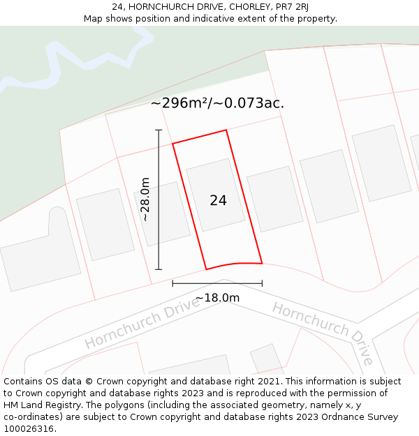 24, HORNCHURCH DRIVE, CHORLEY, PR7 2RJ: Plot and title map