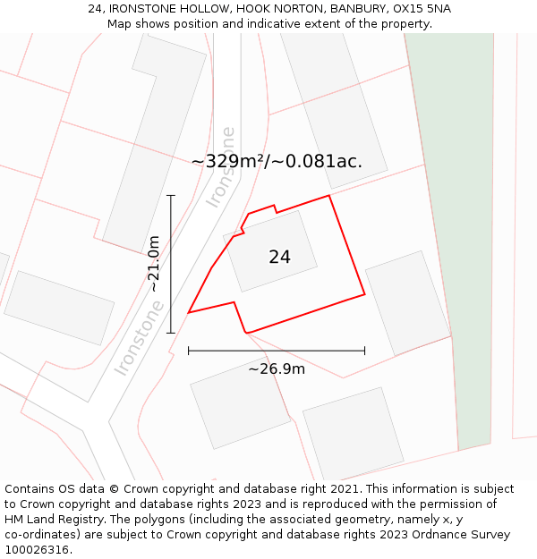 24, IRONSTONE HOLLOW, HOOK NORTON, BANBURY, OX15 5NA: Plot and title map