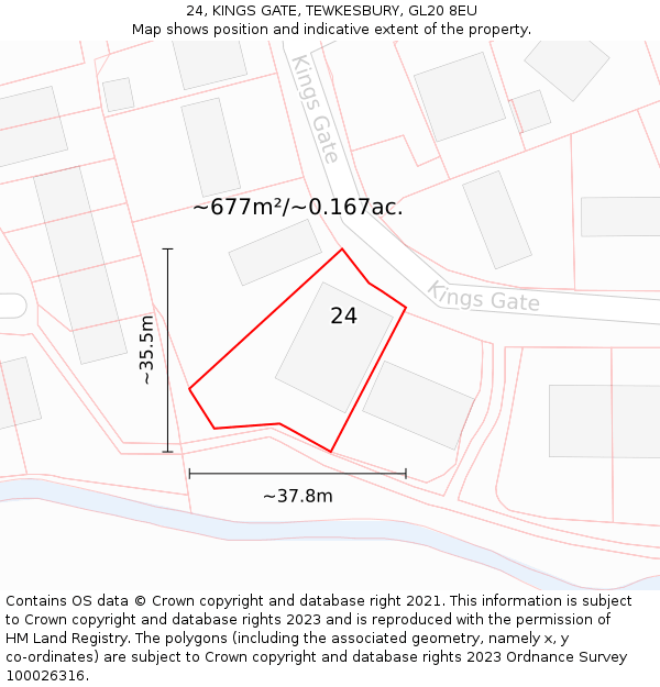 24, KINGS GATE, TEWKESBURY, GL20 8EU: Plot and title map